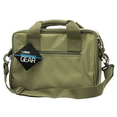 NcStar CPDX2971G VISM Double Pistol Range Bag with Mag Pouches, Loop Fasteners, Zippers, Padding & Green Finish