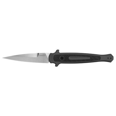 Kershaw 7150 Launch 8 3.50" Folding Spear Point Plain Stonewash CPM 154 Blade Gray  Aluminum w/Carbon Fiber Insert Handle