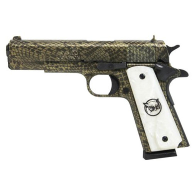 Iver Johnson Arms 1911A1WATERMOCCASIN 1911 A1 Government 70 Series 45 ACP 5" 8+1 Water Moccasin Snakeskin White Synthetic Pearl Grip