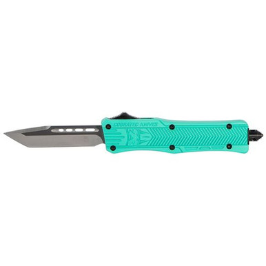 CobraTec Knives STFCTK1STNS CTK-1 Small 2.75" OTF Tanto Plain D2 Steel Blade/Tiffany Blue Aluminum Handle Features Glass Breaker Includes Pocket Clip