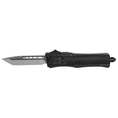 CobraTec Knives SBCTK1STNS CTK-1 Small 2.75" OTF Tanto Plain Black D2 Steel Blade/Black Aluminum Handle Features Glass Breaker Includes Pocket Clip
