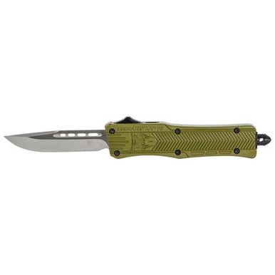 CobraTec Knives SODCTK1SDNS CTK-1 Small 2.75" OTF Drop Point Plain D2 Steel Blade OD Green Aluminum Handle