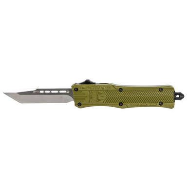 CobraTec Knives SODCTK1STNS CTK-1 Small 2.75" OTF Tanto Plain D2 Steel Blade/OD Green Aluminum Handle Features Glass Breaker Includes Pocket Clip