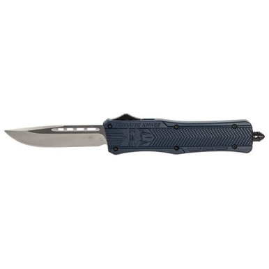 CobraTec Knives MNYCTK1MDNS CTK-1 Medium 3" OTF Drop Point Plain D2 Steel Blade /NYPD Blue Aluminum Handle