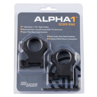 Sig Sauer Electro-Optics SOA10022 Alpha1 Hunting Scope Ring Set Weaver Extra High 1" Black Powder Coated Aluminum