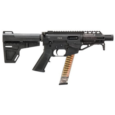 Freedom Ordnance FX9P4 FX-9  9mm NATO 4.50" 31+1 Black Hard Coat Anodized Black Polymer Grip KAK Shockwave Pistol Brace