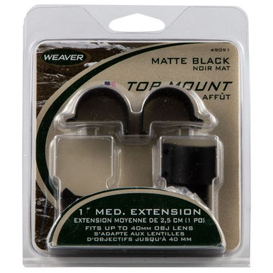 Weaver Mounts 49091 Scope Ring Set Top Mount Medium QD Extended 1" Matte Black Aluminum
