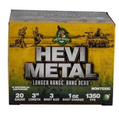 HEVI-Shot HS39003 Hevi-Metal Longer Range 20 Gauge 3" 1 oz 3 Shot 25 Bx/ 10 Cs