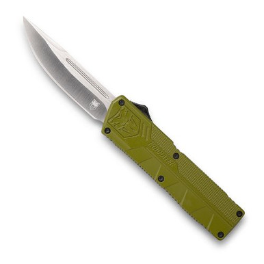 CobraTec Knives ODCTLWDNS Lightweight 3.25" OTF Drop Point Plain D2 Steel Blade/OD Green Aluminum Handle Includes Pocket Clip