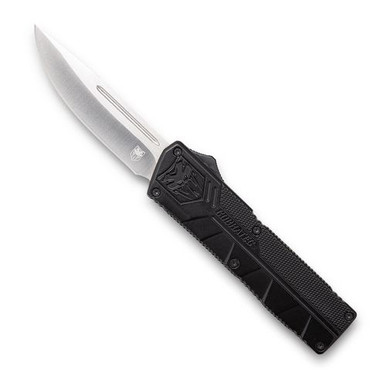 CobraTec Knives BCTLWDNS Lightweight 3.25" OTF Drop Point Plain D2 Steel Blade/Black Aluminum Handle Includes Pocket Clip