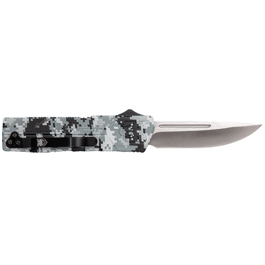 CobraTec Knives WDCCTLWDNS Lightweight 3.25" OTF Drop Point Plain D2 Steel Blade/Winter Digi Camo Aluminum Handle Includes Pocket Clip