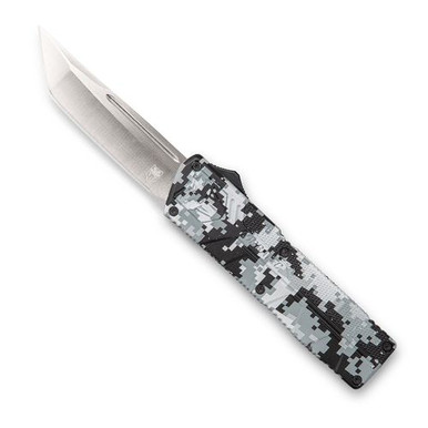 CobraTec Knives WDCCTLETNS Lightweight 3.25" OTF Tanto Plain D2 Steel Blade/Winter Digi Camo Aluminum Handle Includes Pocket Clip