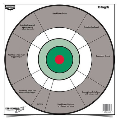 Birchwood Casey 37245 EZE-Scorer Handgun Trainer Bullseye Paper Target 12" 13 Per Pack