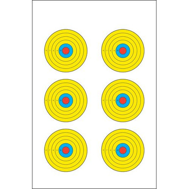 Action Target PRBE6100 High Visibility Fluorescent 6 Bull's-Eye Bullseye Paper Target 17.50" x 23" 100 Per Box