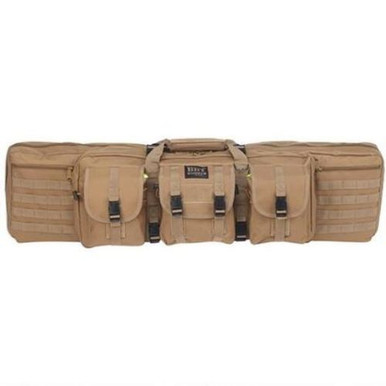Bulldog BDT6043T BDT Tactical Double Rifle Case made of Nylon with Tan Finish 3 Accessory Pockets, Deluxe Padded Backstraps Lockable Zippers & Padded Internal Divider 13" H x 43" W x 4" D Interior Dimensions