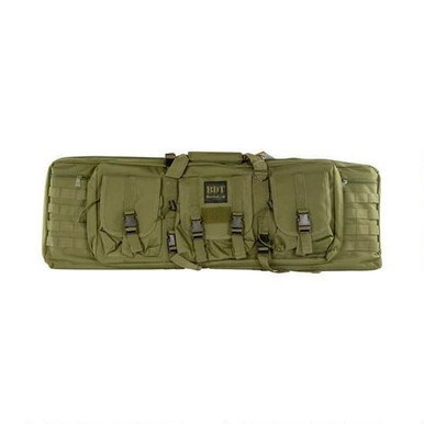 Bulldog BDT6043G BDT Tactical Double Rifle Case made of Nylon with Green Finish 3 Accessory Pockets, Deluxe Padded Backstraps Lockable Zippers & Padded Internal Divider 13" H x 43" W x 4" D Interior Dimensions