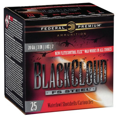 Federal PWBX2092 Black Cloud FS Steel 20 Gauge 3" 1 oz 2 Shot 25 Bx/ 10 Cs