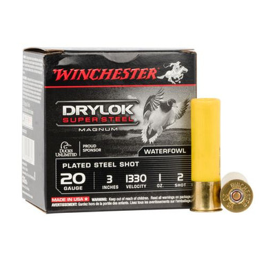 Winchester Ammo XSM2032 Drylock Super Steel Magnum 20 Gauge 3" 1 oz 2 Shot 25 Bx/ 10 Cs