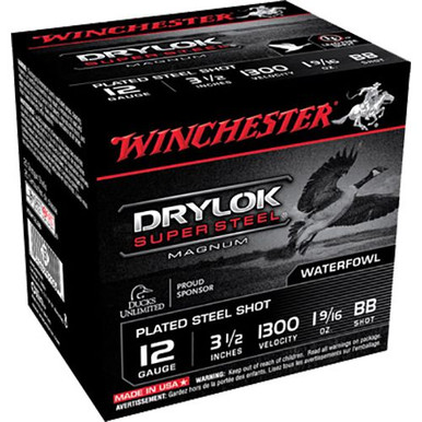 Winchester Ammo XSM12LBB Drylock Super Steel Magnum 12 Gauge 3.5" 1 9/16 oz BB Shot 25 Bx/ 10 Cs