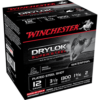 Winchester Ammo XSM12L2 Drylock Super Steel Magnum 12 Gauge 3.5" 1 9/16 oz 2 Shot 25 Bx