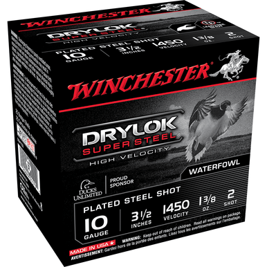 Winchester Ammo SSH102 Drylok Super Steel High Velocity 10 Gauge 3.50" 1 3/8 oz 2 Shot 25 Per Box