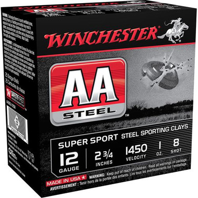 Winchester Ammo AASCL12S8 AA Steel Super Sport 12 Gauge 2.75" 1 oz 8 Shot 25 Bx/ 10 Cs