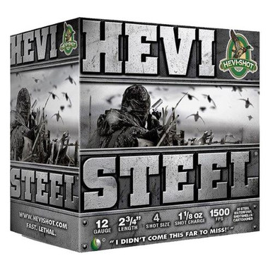 HEVI-Shot HS61224 Hevi-Steel  12 Gauge 2.75" 1-1/8 oz 4 Shot 25 Bx/ 10 Cs