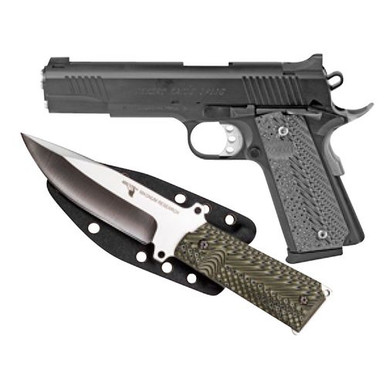 Magnum Research DE1911G10K 1911 G 10mm Auto 5.01" 8+1 Matte Black Carbon Steel Frame & Slide Black & Gray G10 Grip Includes Knife