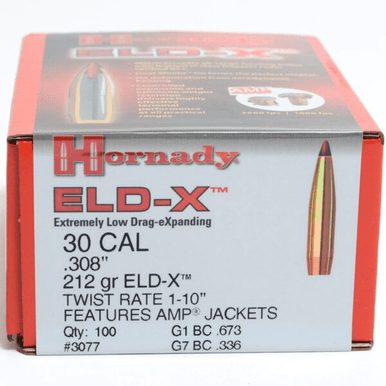 Hornady 3077 ELD-X 30 Cal .308 212 gr Extremely Low Drag eXpanding 100 Per Box
