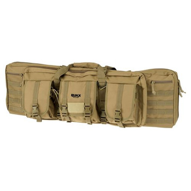 Rukx Gear ATICT36DGT Tactical Double Gun 36" Water Resistant Tan 600D Polyester with Non-Rust Zippers Holds up to 2 Rifles