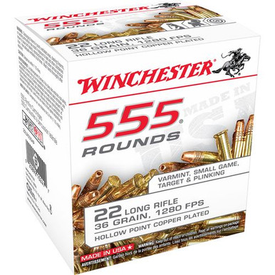 Winchester 22 LR 36 gr CPHP 555rd Box Rimfire Ammo