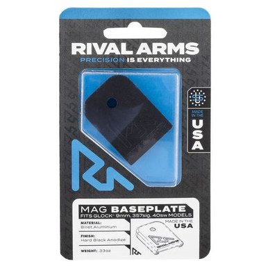 Rival Arms RA70G001A Mag Baseplate  fits Glock 9mm/40 S&W/357 Sig Black Anodized Aluminum (Except 36,42,43,48)