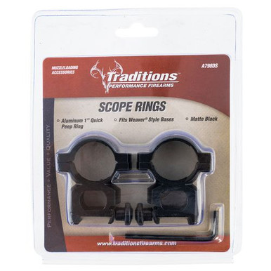 Traditions A798DS Scope Ring Set  Weaver Quick Peep 1" Matte Black Aluminum