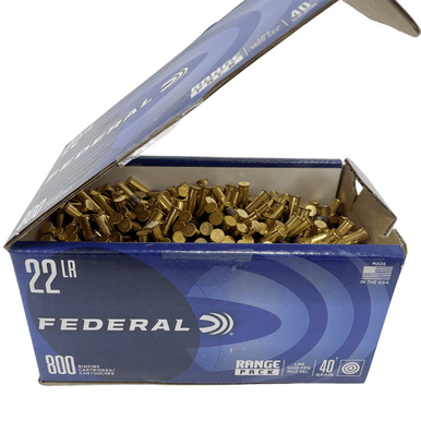 Federal 729B800 Champion Training Range Pack 22 LR 40 gr Lead Round Nose 800 Per Box