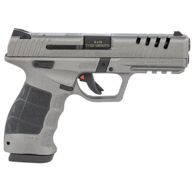 Sar USA SAR9X SAR9X  9mm Luger 4.40" 19+1, 17+1 (2) Platinum Cerakote Polymer Frame Platinum Cerakote Steel Slide Black Interchangeable Backstrap Grip 2