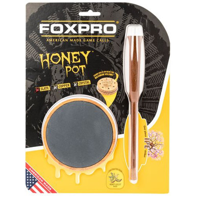 Foxpro HPSLATE Honey Pot  Friction Call Turkey Sounds Attracts Turkeys Natural Honey Locust Wood/Slate