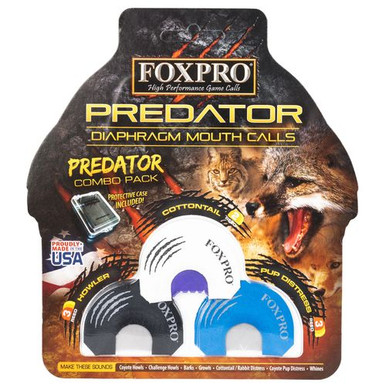 Foxpro COYCOMBO Predator Combo Diaphragm Call Double/Triple Reed Cottontail Sounds Attracts Predators Black/Blue/White 3 Piece