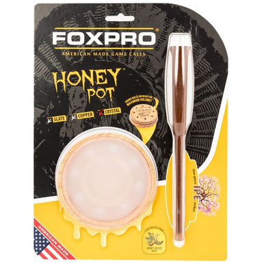 Foxpro HPCRYSTAL Honey Pot  Friction Call Turkey Sounds Attracts Turkeys Natural Honey Locust Wood/Crystal