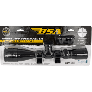 BSA 450 Bushmaster Sweet 3-9x40mm RifleScope, 1" Tube - 45039X40AOWRTB