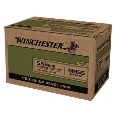 Winchester Ammo USA M855 Green Tip 5.56x45mm NATO 62 gr Full Metal Jacket - WM855500