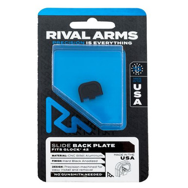 Rival Arms RA43G003A Slide Back Cover Plate  Single Stack Black Anodized Aluminum for Glock 42
