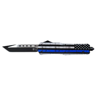 Templar Knife LBTB231 Back The Blue Gen II Large 3.50" Tanto Plain Black 440C Stainless Steel Blue/White/Black Zinc Aluminum Alloy Handle OTF