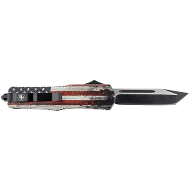 Templar Knife LWUS231 Wood US Flag Gen II Large 3.50" OTF Tanto Plain Black 440C SS Blade Painted Wood Grain US Flag Zinc Aluminum Alloy Handle