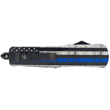 Templar Knife LBTB131 Back The Blue Gen II Large 3.50" OTF Dagger Plain Black 440C SS Blade Blue/White/Black Zinc Aluminum Alloy Handle