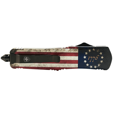 Templar Knife MBRF331 Betsy Ross Flag Gen II Slim 3.50" OTF Drop Point Plain Black 440C SS Blade Betsy Ross Flag Zinc Aluminum Alloy Handle