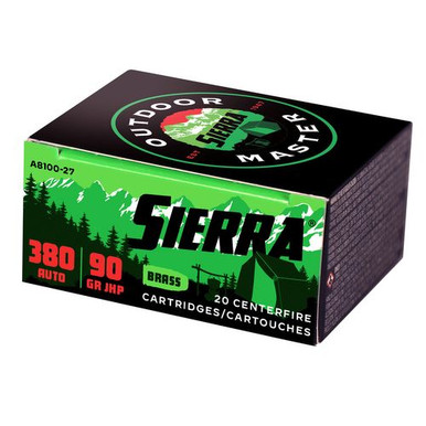 Sierra A810027 Outdoor Master  380 ACP 90 gr Jacket Hollow Point Sport Master 20 Bx/ 10 Cs