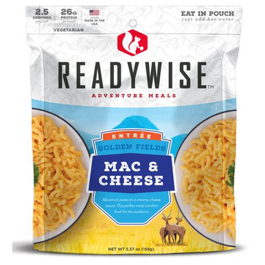 Wise Foods RW05-009 Outdoor Food Kit Golden Fields Mac and Cheese Cheesy Pasta 6 Per Case 2.5 Servings Outdoor Camping Pouches