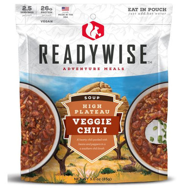 Wise Foods RW05-011 Outdoor Food Kit High Plateau Veggie Chili Soup Veggie Chili Soup 6 Per Case 2.5 Servings Outdoor Camping Pouches