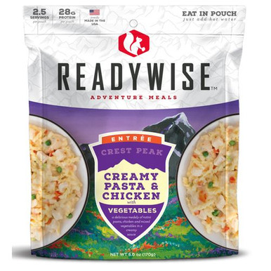 Wise Foods RW05-006 Outdoor Food Kit Crest Peak Creamy Pasta and Chicken Meat/Pasta 6 Per Case 2.5 Servings Outdoor Camping Pouches