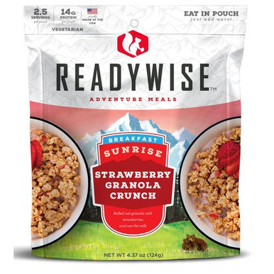 Wise Foods RW05-007 Outdoor Food Kit Sunrise Strawberry Granola Crunch Breakfast Entree 6 Per Case 2.5 Servings Outdoor Camping Pouches
